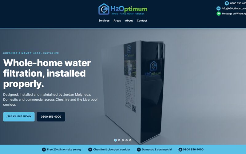 H2Optimum — Warrington water filtration installer site by Draxiq